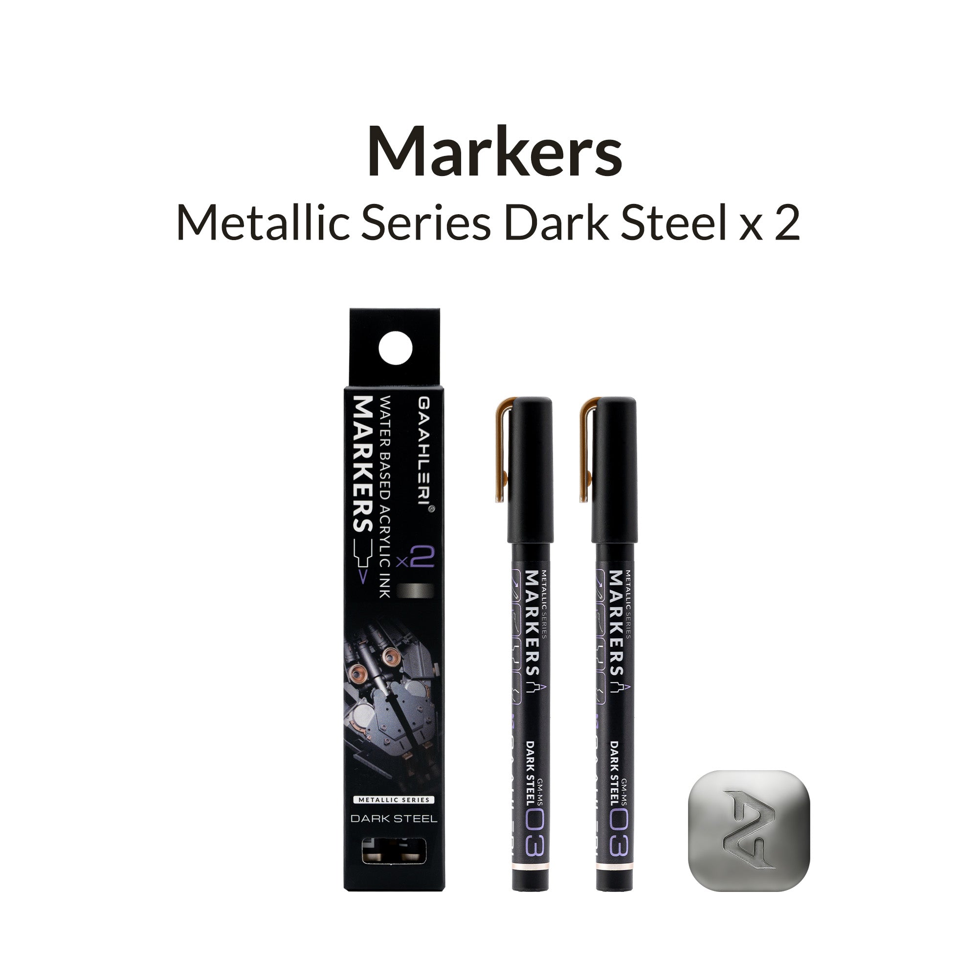 Metallic Series Markers X 2 Dark Steel