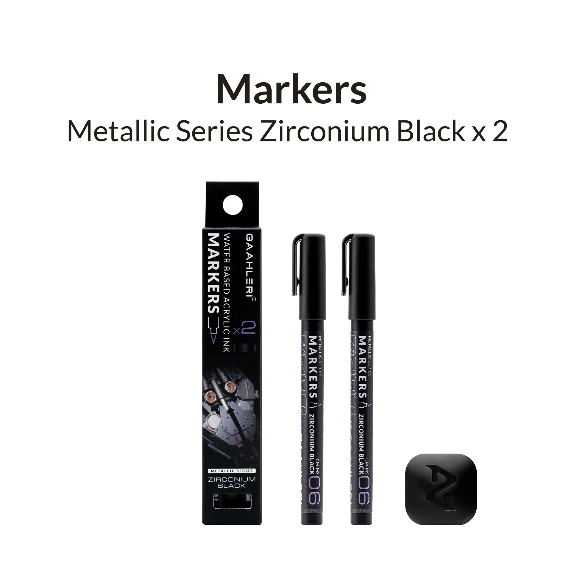 Metallic Series Markers X 2 Zirconium Black