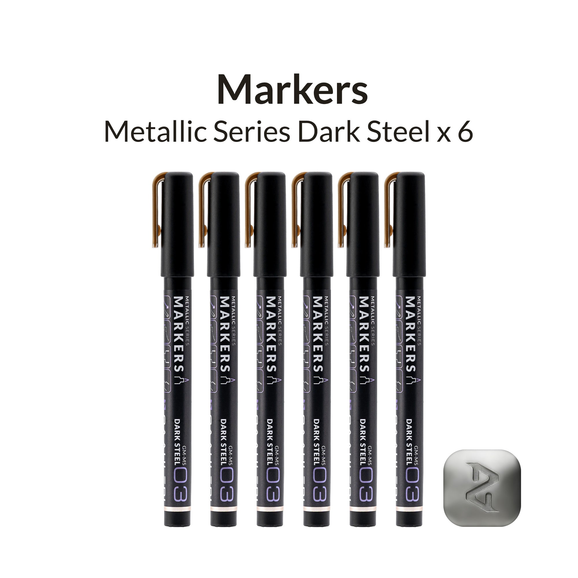 Metallic Series Markers X 6 Dark Steel