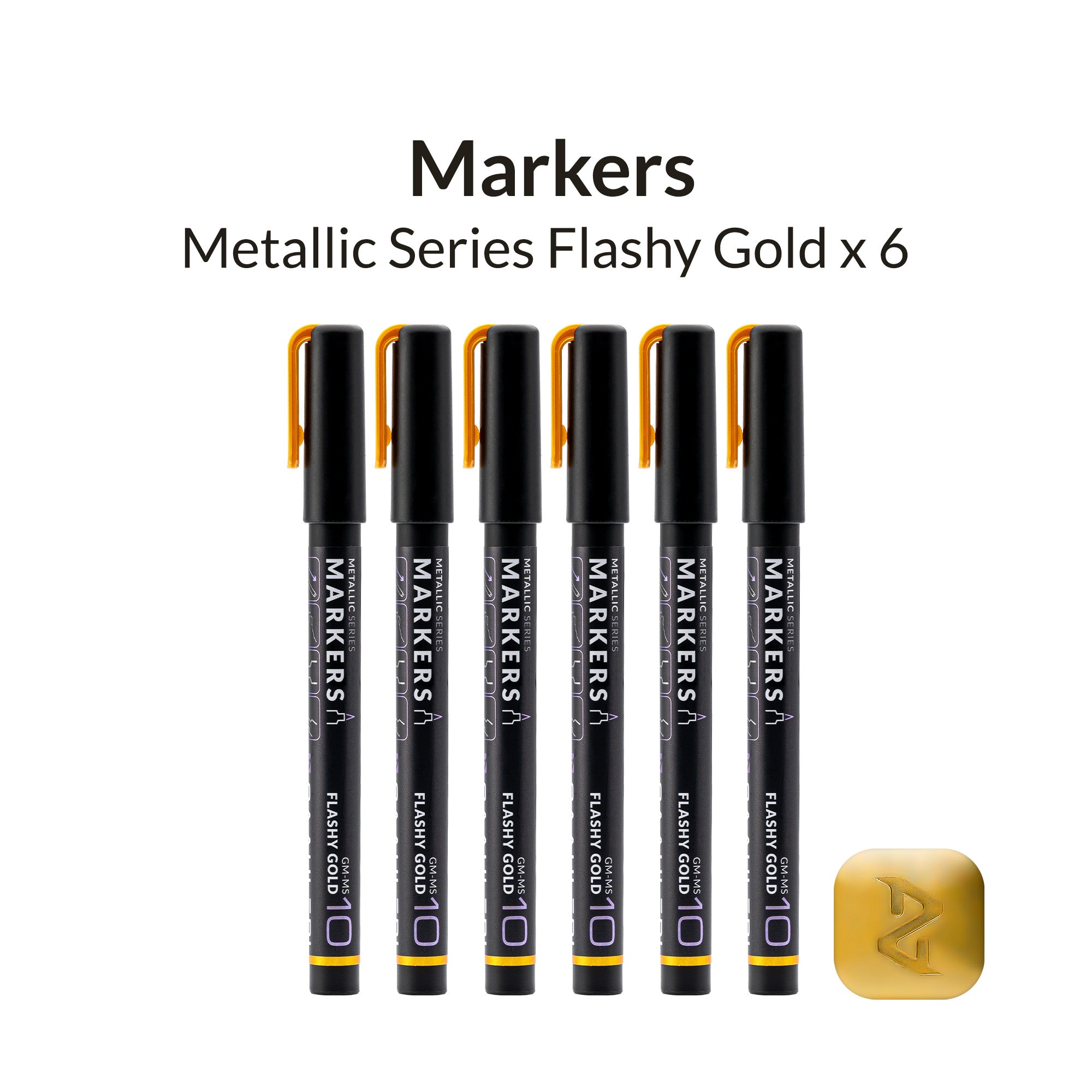 Metallic Series Markers X 6 Flashy Gold