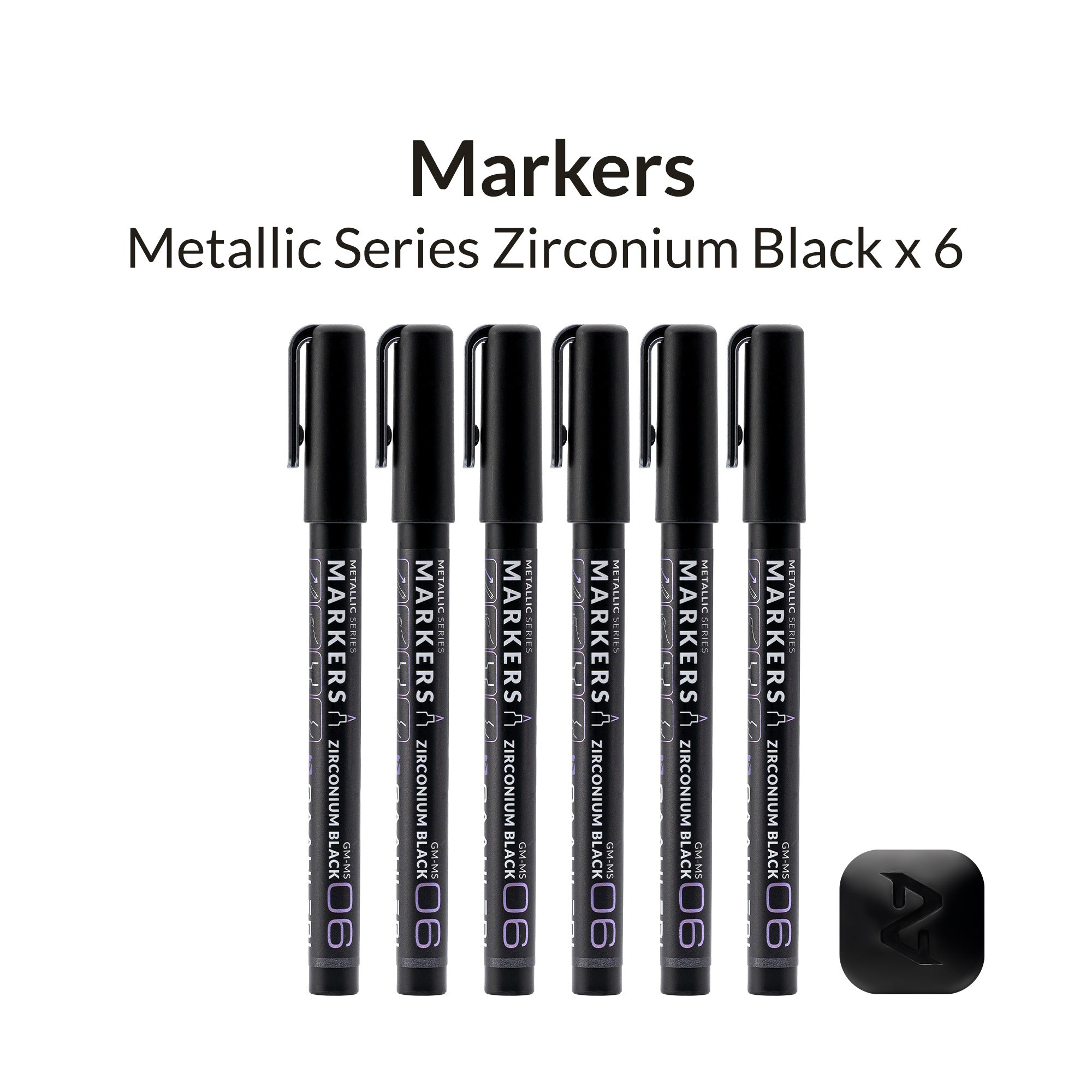 Metallic Series Markers X 6 Zirconium Black