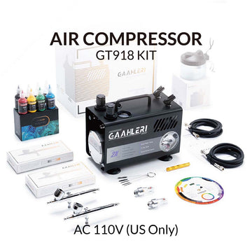 Gaahleri Dual Drive Series Kit de aerógrafo Compresor GT-918 | 2 aerógrafos | 6 colores