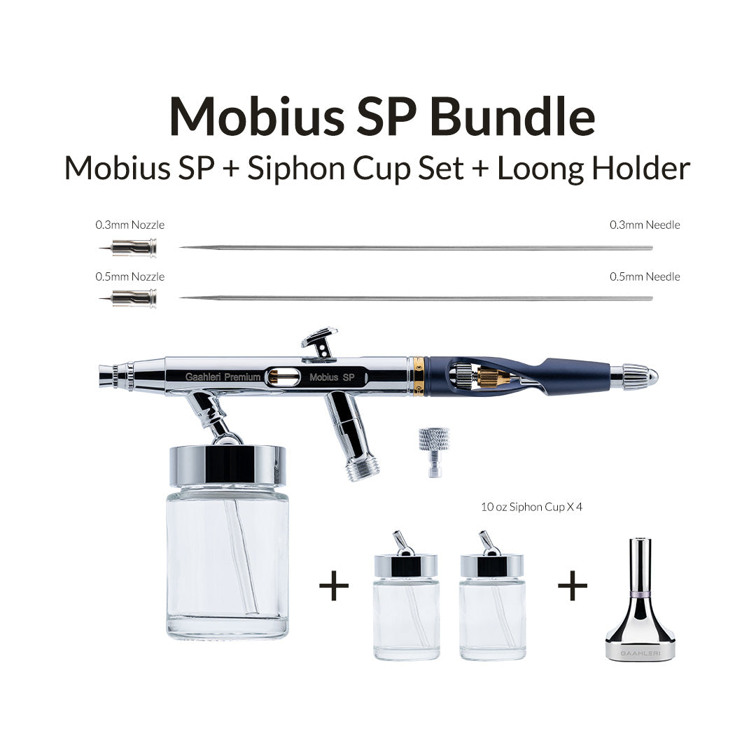 Premium Series GHPM-Mobius SP + Siphon Cup Set + Gaahleri Airbrush Holder Bundle